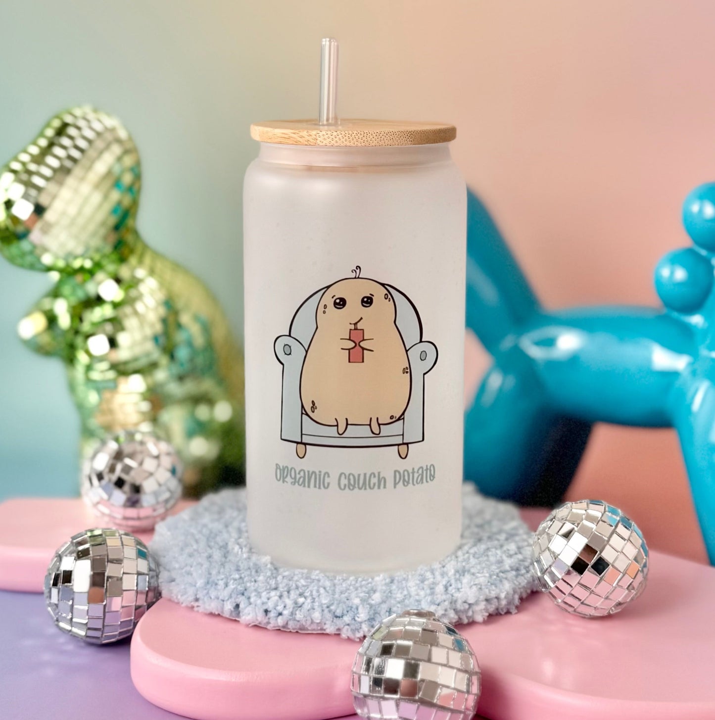 Organic Couch Potato Frosted Glass Can