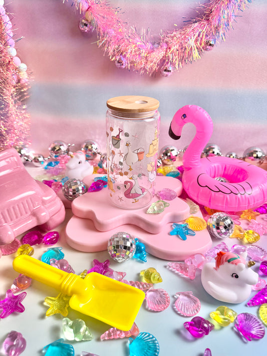 Beach and Sunshine Glass Can