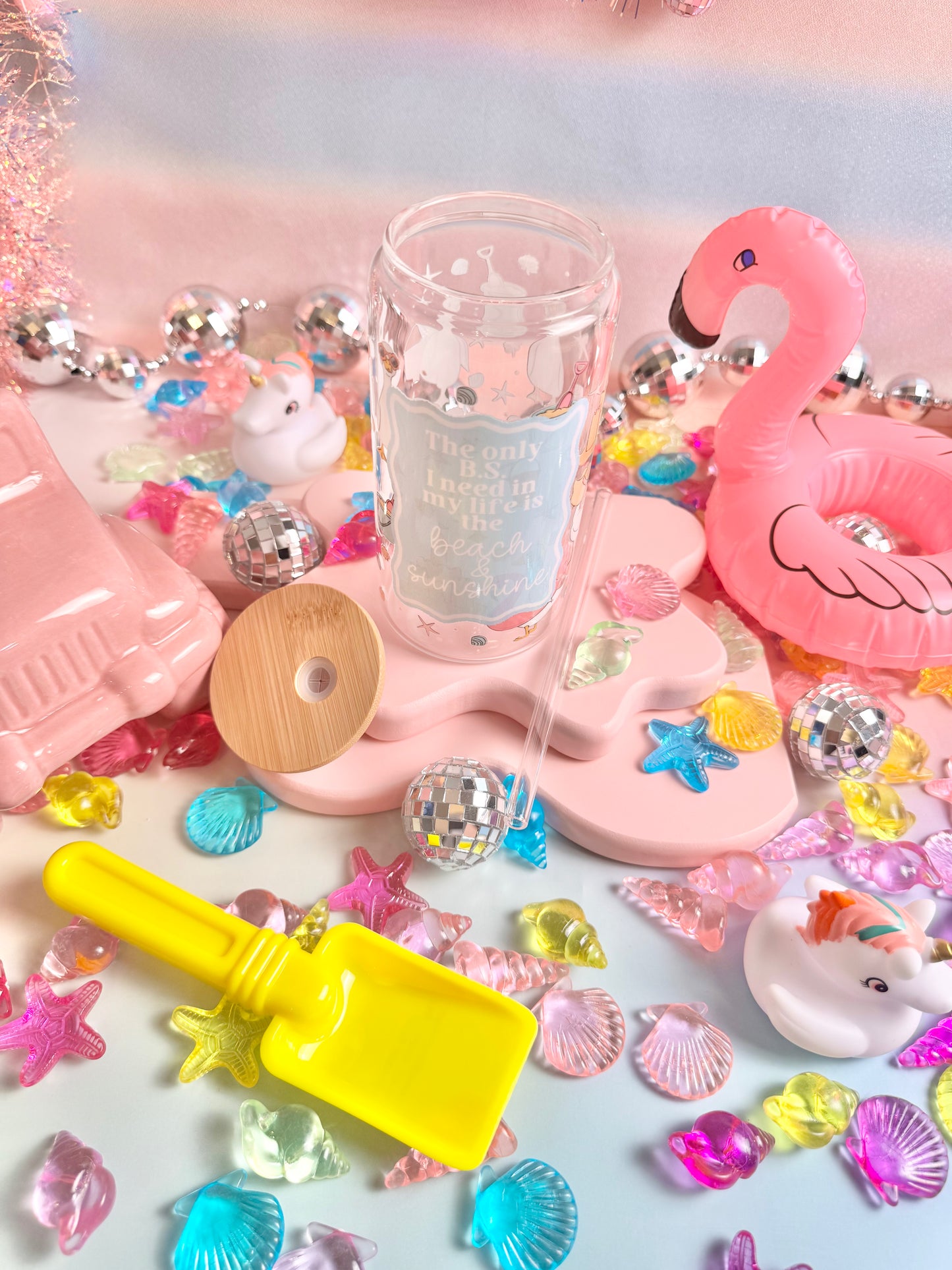 Beach and Sunshine Glass Can