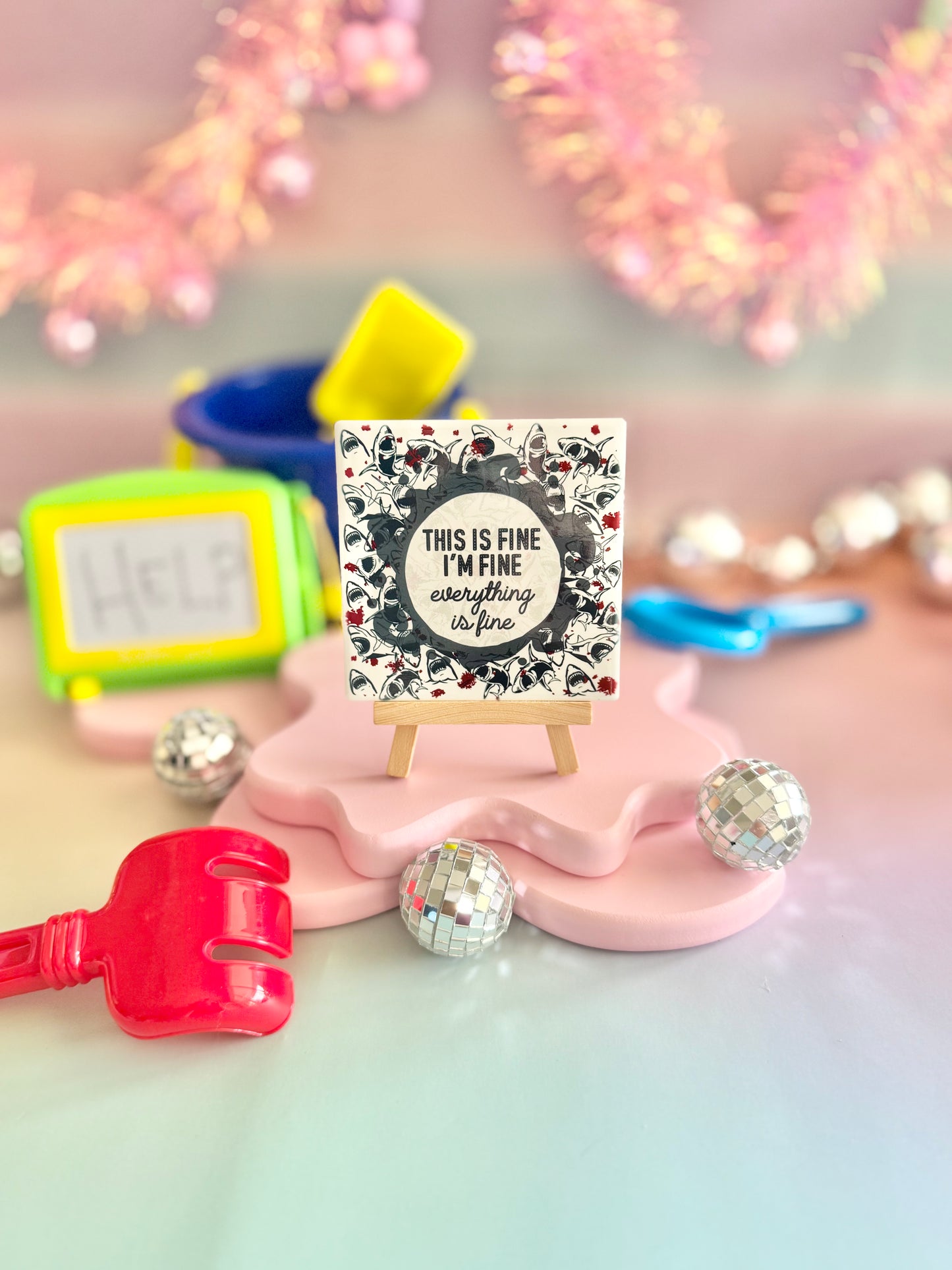 It's Fine Sharks Ceramic Coaster