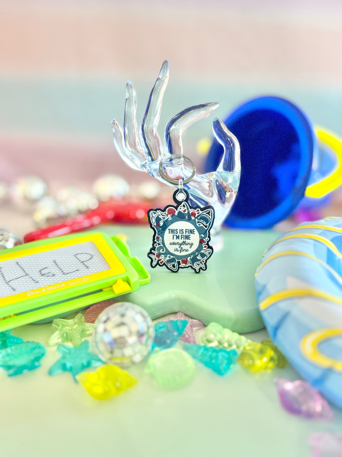 It's Fine Sharks Keychain