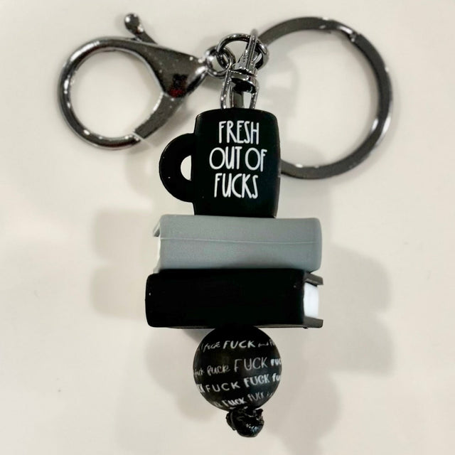 Fresh Outta Fucks Bookstack Keychain