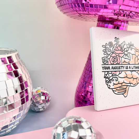 Your Anxiety Is A Lying Bitch Ceramic Coaster