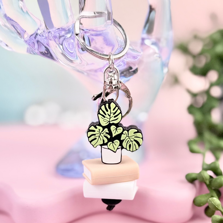 Monstera Book Stack Keychain