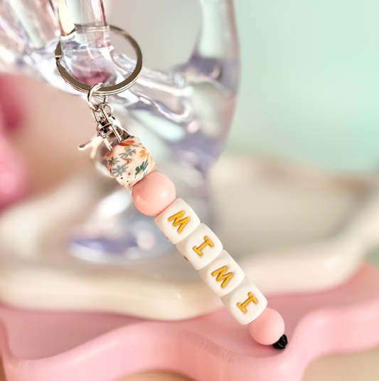 Mimi Floral and Gold Keychain