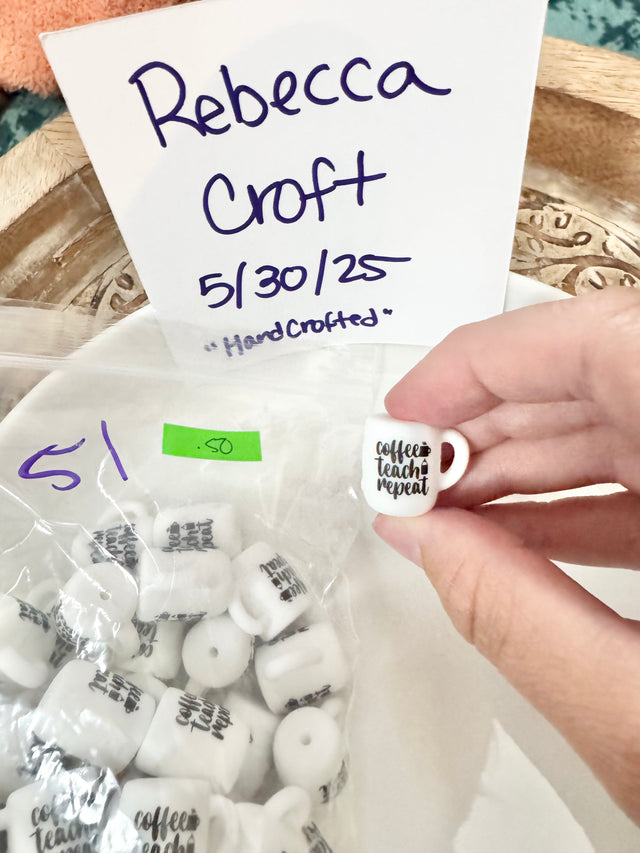 coffee teach repeat mug bead