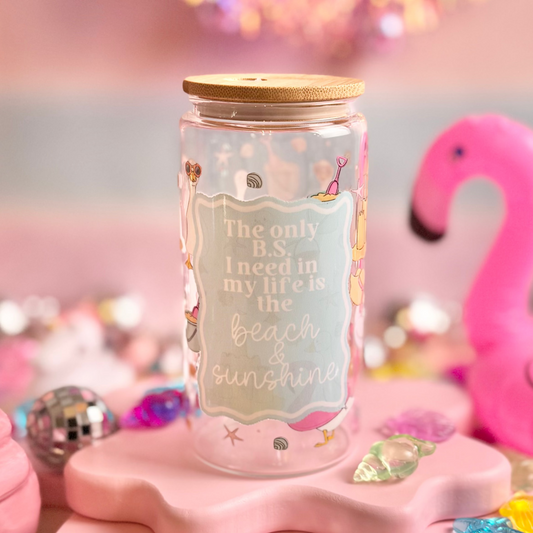 Beach and Sunshine Glass Can