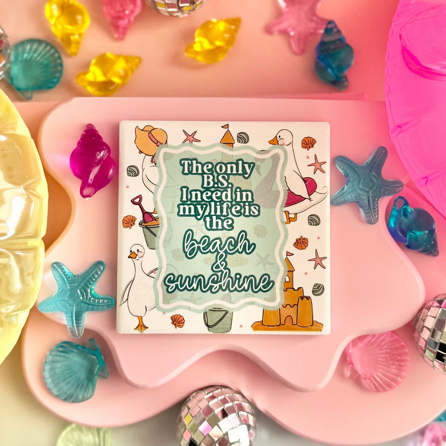 Beach and Sunshine Ceramic Coaster