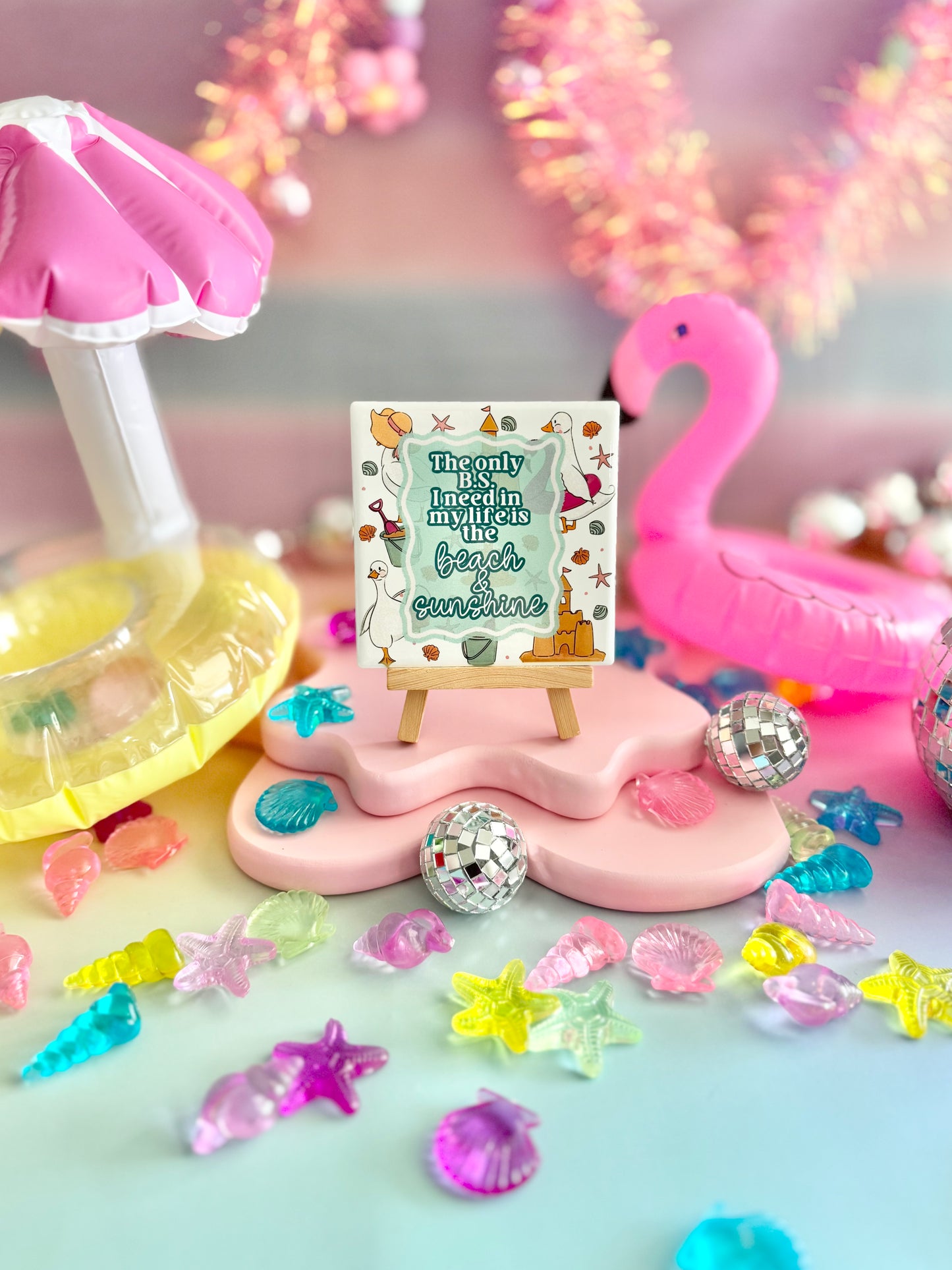 Beach and Sunshine Ceramic Coaster