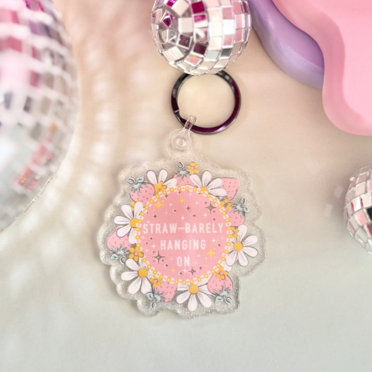 Straw-Barely Hanging On Keychain