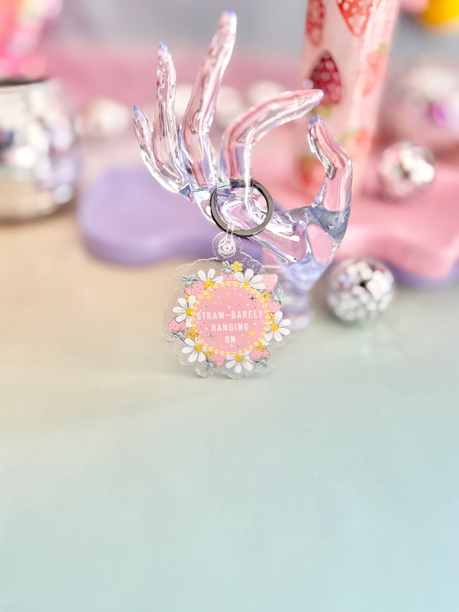 Straw-Barely Hanging On Keychain