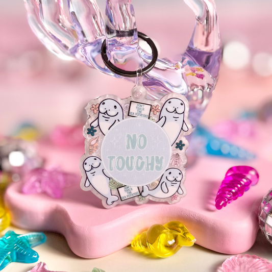 Manatee No Touchy Keychain