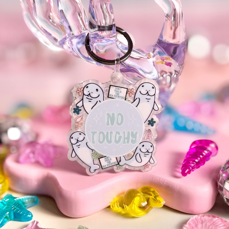 Manatee No Touchy Keychain