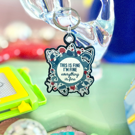 It's Fine Sharks Keychain
