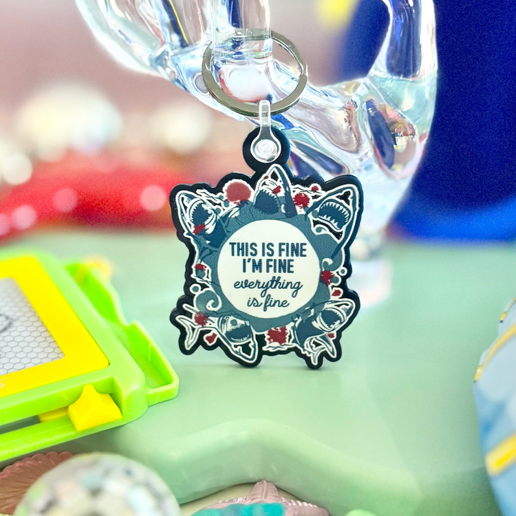 It's Fine Sharks Keychain