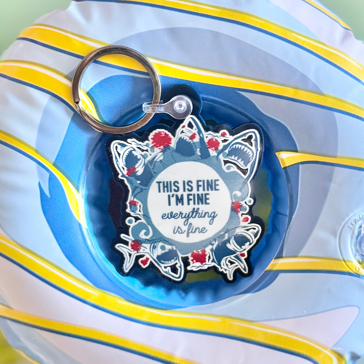 It's Fine Sharks Keychain