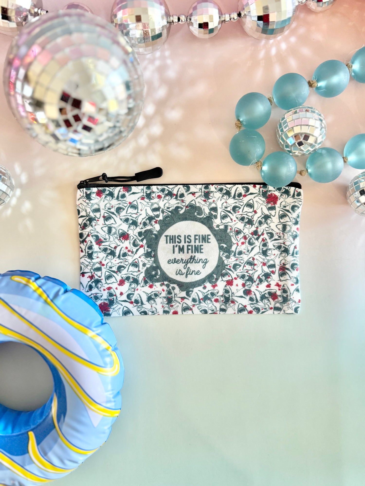 It's Fine Sharks Zipper Pouch