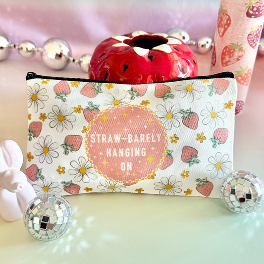 Straw-Barely Hanging On Zipper Pouch